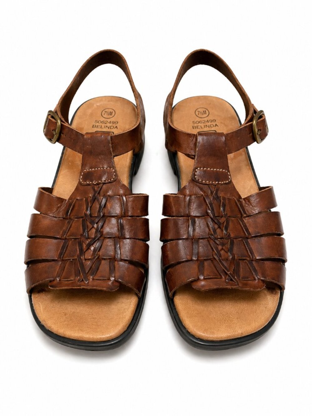 Handcrafted Leather Fisherman Sandals Brown Woven Strappy Comfort EU 38 / US 7.5